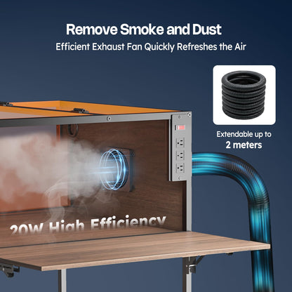 Crafit Laser Engraver Enclosure Cabinet with Exhaust, Laser Engraving Table with Ventilation Fan, Heavy Duty Laser Cutter Protective Cover Tent with Eye Protection, Insulates against Noise Fumes Odors