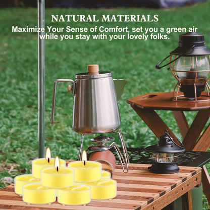 3.5-Hour 100Pack Yellow Tealight Candles, Outdoor and Indoor Summer Scented Candle,Natural Soy Wax Candle for Home Patio Garden Yard Balcony,BBQ Birthday Emergency