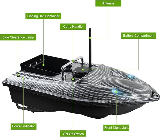 Bait Boat for Fishing RC Fishing Bait Boat for Carp Fishing - 546Yards Remote Control with 3.3lbs Loading (Grey)