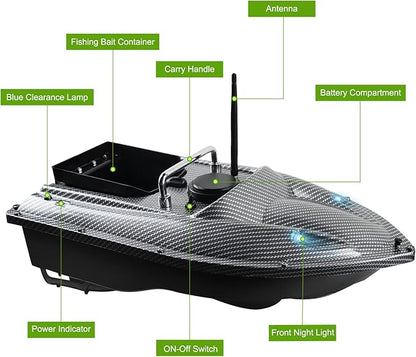 Bait Boat for Fishing RC Fishing Bait Boat for Carp Fishing - 546Yards Remote Control with 3.3lbs Loading (Grey)