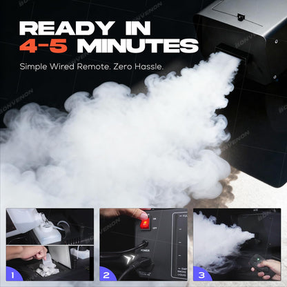 Low Lying Fog Machine with Remote Fast Heating Easy Opertative Dry Ice Compatible for Stage Halloween Wedding Escape Room Effects