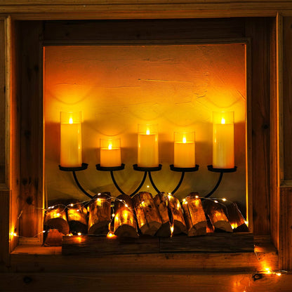 Homemory Pure White Flickering Flameless Candles, Battery Operated Acrylic LED Pillar Candles with Remote Control and Timer, Set of 5