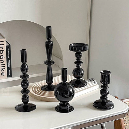cfycfy987 Candelabra European Glass Candle Holders Light Luxury High-end Fashion Ornaments Miserable Decoration Candlestick Candle Sticks Holder(C)