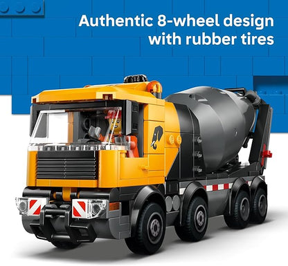 LEGO City Cement Mixer Truck Building Toy for Boys &amp Girls Ages 7+ - Pretend Play Construction Toy W/Rotating Drum &amp 3 Worker Minifigures - Gift Idea for Birthdays - 60478