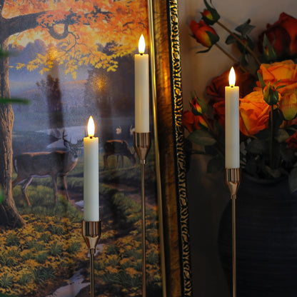 Yeelida Battery Operated Flameless Taper Candles with Two Remote Timer, 6.4" LED 3D-Wick Window Candles, Flickering Long-Lasting Warm Light Electric Pack of 6 Flameless Candlesticks (0.78" Dia,Ivory)