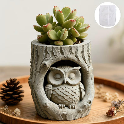 Wehous Candle Holder Silicone Mold, Owl with Wood Shape Container Resin Molds, Unique Storage Jar Succulent Planter Pot Jewelry Trinket Makeup Holder Epoxy Resin Concrete Cement Mold DIY Home Decor