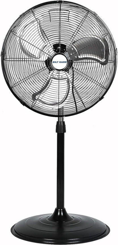 BILT HARD 20" High-Velocity Industrial Pedestal Fan with 3 Speeds, 5200 CFM Oscillating Stand Fan, Heavy Duty Metal Stand Fan for Commercial, Warehouse, Garage Use