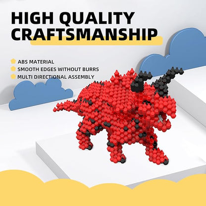 Fun Dinosaur Building Set 519 PCSTriceratops Creative Educational Toys Boys Girls 8+ Animal Figures Building Kit Model Jurassic Dino Blocks Toy Dispaly Present for Kids Adults