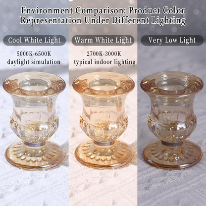 Letine Gold Candlestick Holders Set of 12-2.5" H Taper Candle Holders Bulk -Gold Glass Candle Holder for Valentine's Day, Christmas, Rustic Wedding Centerpieces, Party Decor