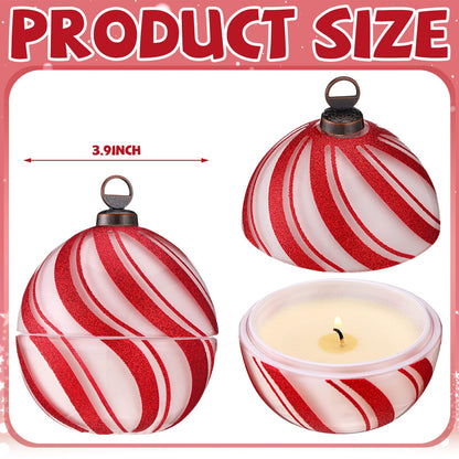 Conelist 2 Pcs Candy Christmas Ball Candles 3.9 Inch Red and White Christmas Ornament Candle Decor Cinnamon Scented Mercury Glass Xmas Table Decorations for Holiday Party Gifts