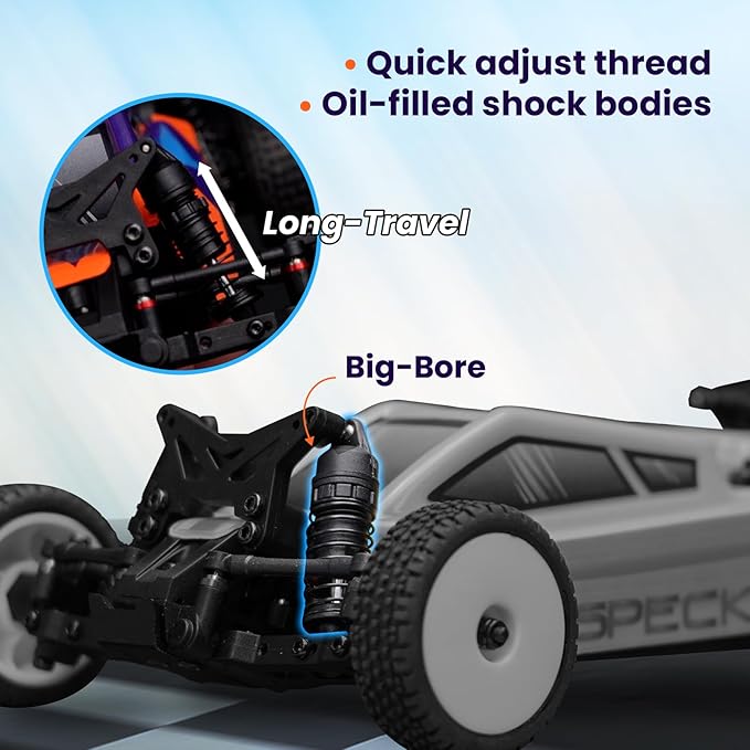 HOBBYPLUS Speck B 1/24 2WD Mini RC Car - RTR RC Buggy Fast Mini Racing Buggy Brushless Ready with Oil-Filled Shocks – Fun Indoor Remote Control Car Racing Vehicles for Adults (Vintage Creme)