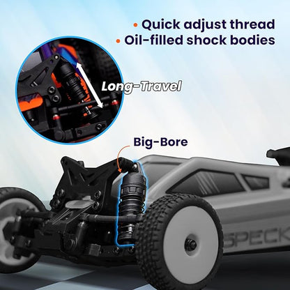 HOBBYPLUS Speck B 1/24 2WD Mini RC Car - RTR RC Buggy Fast Mini Racing Buggy Brushless Ready with Oil-Filled Shocks – Fun Indoor Remote Control Car Racing Vehicles for Adults (Vintage Creme)
