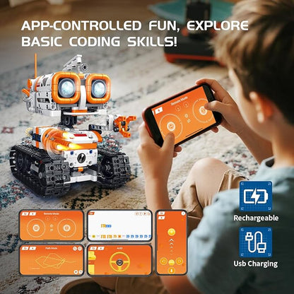 5 in 1 STEM Robotics Building Kit 560 PCS APP/Remote Control Robot Toy Building Block Sets Compatible with Lego Robot Control &amp Programming Coding Robotic Toys Birthday Great Gifts for Boys 8-1