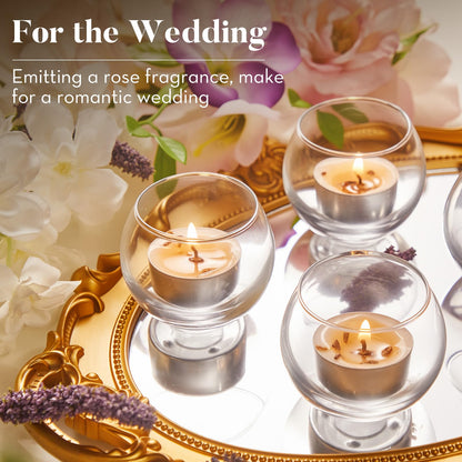 16 Pack Lavender Tealight Candles with Real Dried Petals, Natural Soy Wax, 6-Hour Burn Time for Home, Wedding, Bath Decor