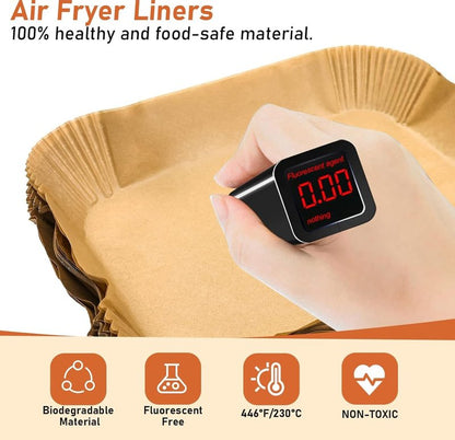 KDSOM Air Fryer Liners Disposable for Ninja Air Fryer, 100 Pcs Non-Stick Parchment Paper - Oil-proof (22x14.5cm), Brown
