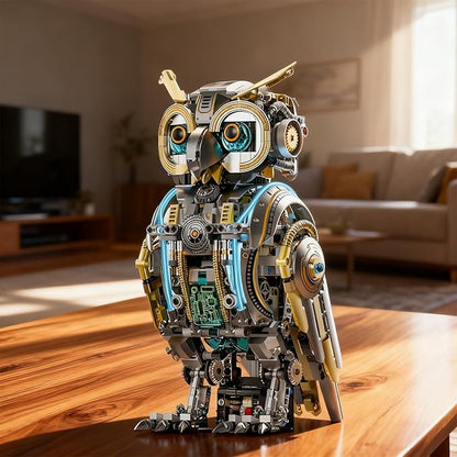 Mechanical Owl Building Blocks Engineering Construction Set for Kids and Adults Detailed Mechanical Model with Gears and Lights for Collectors