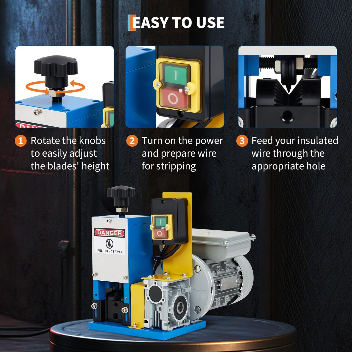 EliteEdge Electric Wire Stripper Machine, 0.06"-1" Automatic Wire Stripping Machine for Scrap Wire, 5 Channel Copper Wire Stripper Power Tool for Cable Recycling