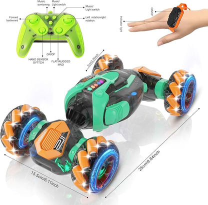 Gesture Sensing RC Stunt Car - Boys Toys Age 6-8-12 360° Rotating 4WD Hand Controlled Remote Control Twist Car with Light &amp Music Cool Toys and Ideas Gifts for Children Age 7 9 10 11 12 Years Ol