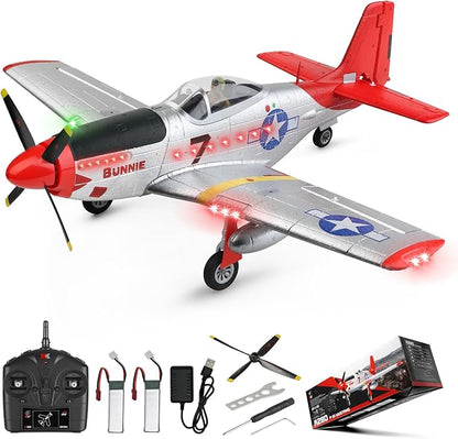 CKYSCHN WLtoys XK A280 RC Airplane P51 Mustang 4 Channel RC Plane with Lights 6G/3D Brushless RC Planes 2.4G Remote Control Airplane Hobby RC Planes Gifts for Adults