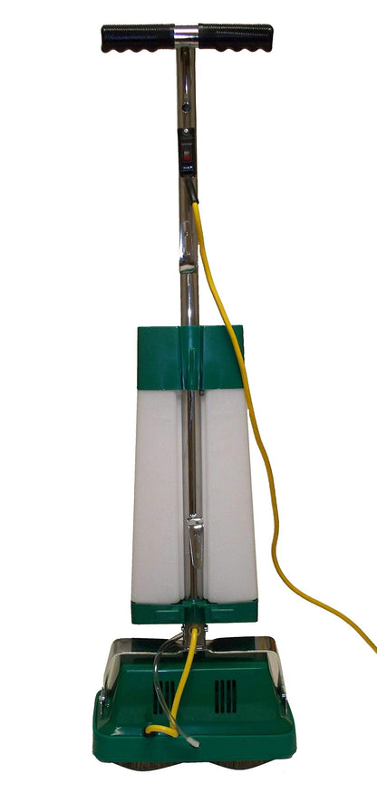 Bissell BigGreen BGFS5000 Portable Two Brush Floor Scrubber & Polisher, Polypropylene, 13"" W x 7"" D x 44"" H, White & Green