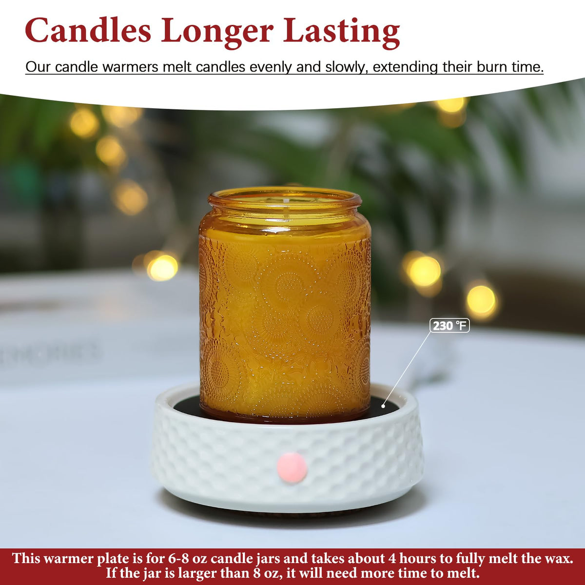 Electric Large Candle Warmer Plate - Ceramic Candle Wax Warmers for Jar Candles, Coffee Mug Warmer, Cup Warmers for Home Office, Aromatherapy Fragrance and Heating Beverage, Milk, Tea, Hot Chocolate