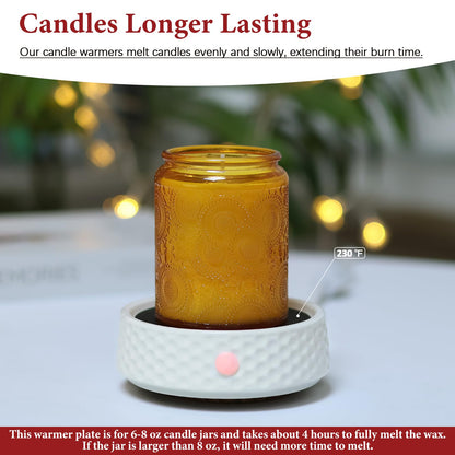 Electric Large Candle Warmer Plate - Ceramic Candle Wax Warmers for Jar Candles, Coffee Mug Warmer, Cup Warmers for Home Office, Aromatherapy Fragrance and Heating Beverage, Milk, Tea, Hot Chocolate