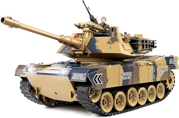 1/18 US M1A2 Army Tank 2.4GHz Remote Control Model Toys Smoke &amp Sound &amp LED Lights &amp Recoil Effects. RC Tank Perfect Collectible6+ Gift Kids and Adults