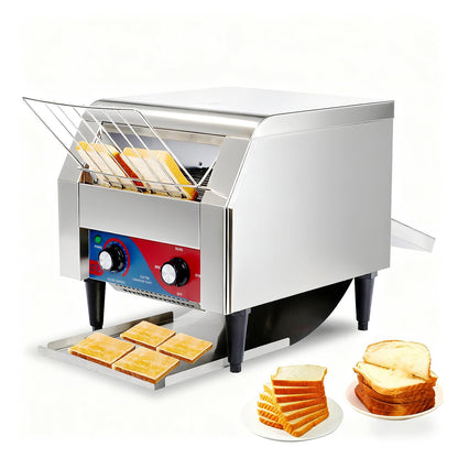CTJ Commercial Toaster 300 Slices/Hour Electric Conveyor Toasters Heavy Duty Stainless Steel Rotating Toasters Machince for Croissants Bun, Bagel, Bread