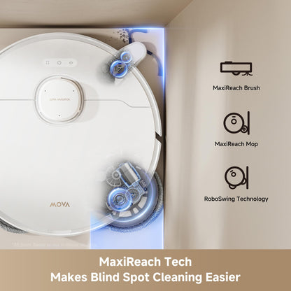 Mova P10 Pro Ultra Gen 2 Robot Vacuum and Mop, 26,000Pa Suaction, 212°F Hot Water Auto Mop Washing, 1-Hour Hot Air Drying, Extenable Mop, All-in-One Dock, Triple Anti-Tangle System for Home