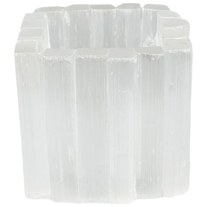 Selenite Candle Holder Natural Tealight Holder for Aromatherapy Meditation Tranquility & Energy Balance Square Healing Crystal Lamp Crystal for Healing Stone Handmade & Reusable