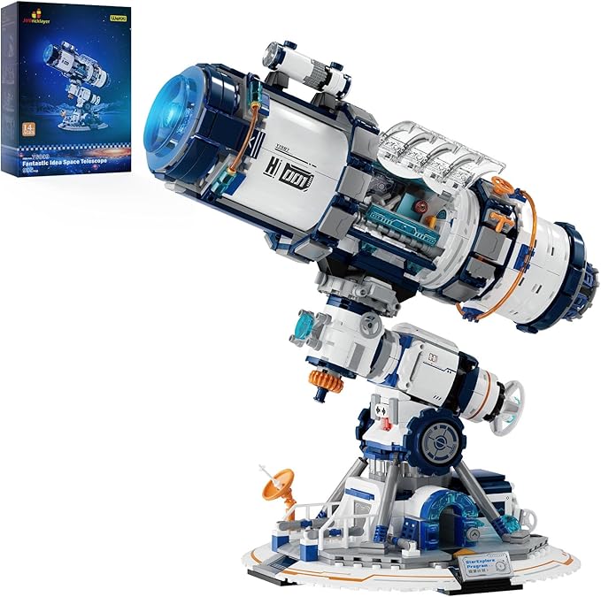 JMBricklayer Space Telescope Building Sets for Adults Cool Space Planet Building Toys with Lights 70009 Space Exploration Telescope Model Kits for Adult Ideal Gift for Space Lovers Kid 14+(995PCS)
