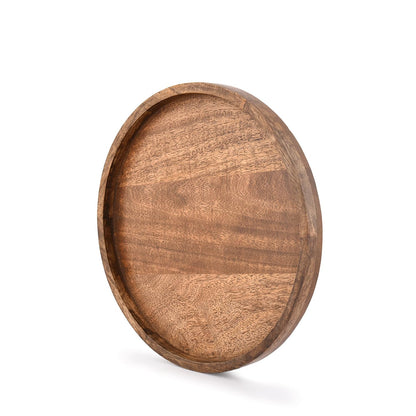 EDHAS Round Wooden Decorative Candle Holder Tray for Coffee Table Centerpieces Modern Farmhouse Home Decorations (12" x 12" x 1")