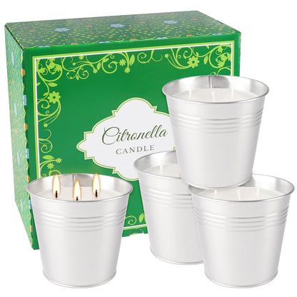 Large Citronella Candles Outdoor-4x150z3-Wick Bucket Candle for Home Patio Candleup to 240 Hours, Summer Camping HugeCandle