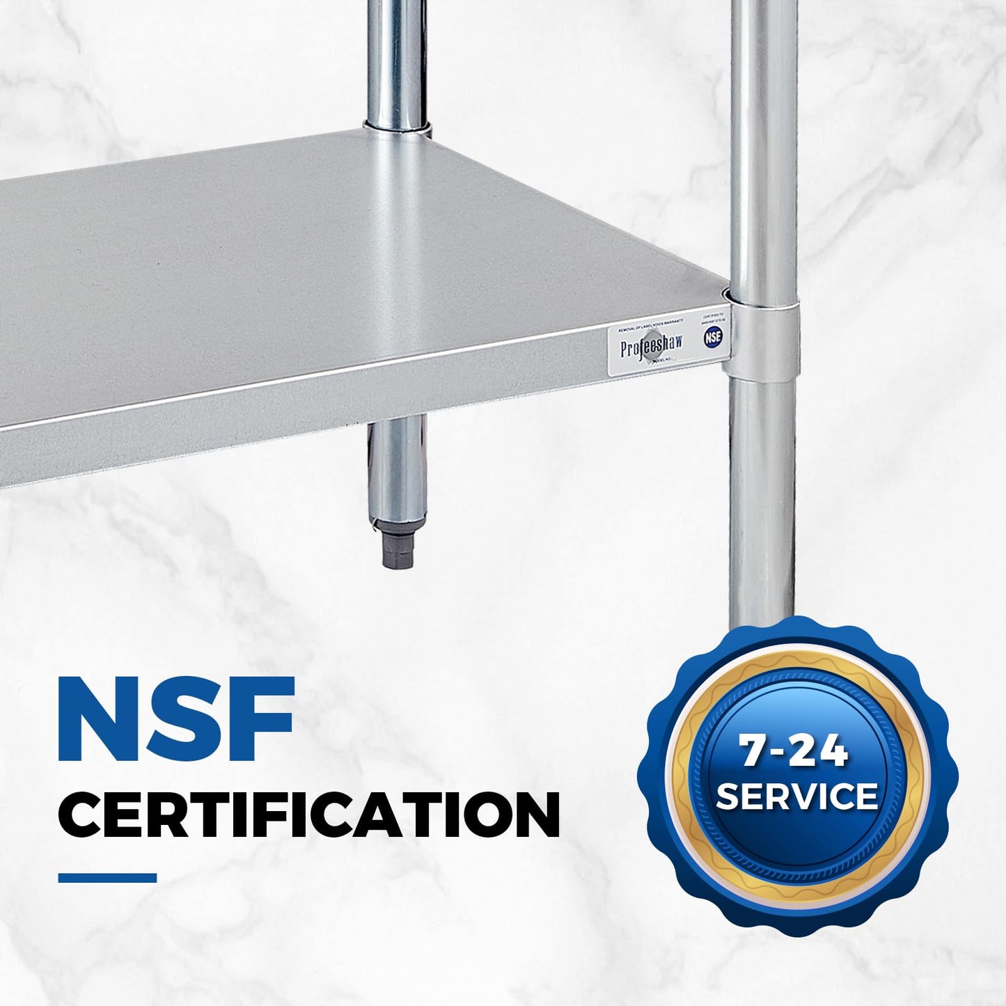 Profeeshaw Stainless Steel Prep Table NSF Commercial Work Table with Backsplash and Undershelf for Kitchen Restaurant 36x24 Inch