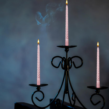 10 Inch Taper Candle, Set of 12,Tapered Candles Burn for 7 Hours, Long Sticks,Tall Candlesticks, Dinner Party, Wedding, Halloween (25cm, Pink)