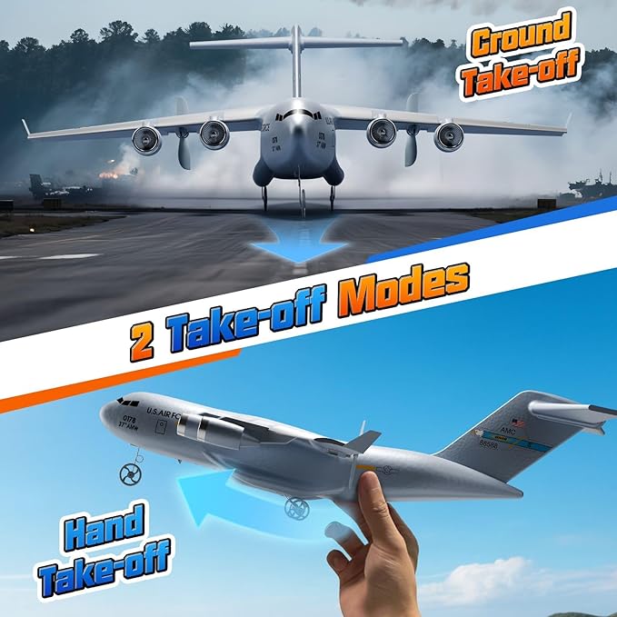 RC Airplane RC Plane Ready to Fly 2CH C-17 Remote Control Airplane with 6-axis Gyro Stabilizer Globemaster III Military Transport Aircraft for Beginners Boys Kids Adults
