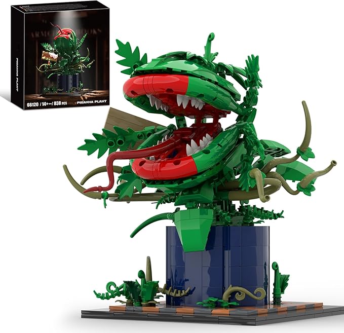 Horrors Piranha Plant Building Block Set (838pcs) Compatible with Lego Audrey 2 Movable Design &amp Feed Me! SignWicked Style Decor Gift for Adult Kids 8-14 &amp Tv Film Fans for Halloween/Chri