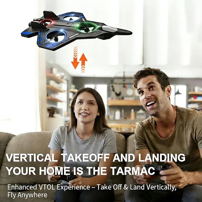 Foam Remote Control Airplanes RC Planes with Light RC Airplane Fighter Jet 360° Flip Stunt Roll Drones for Men Remote Control Plane (Red)