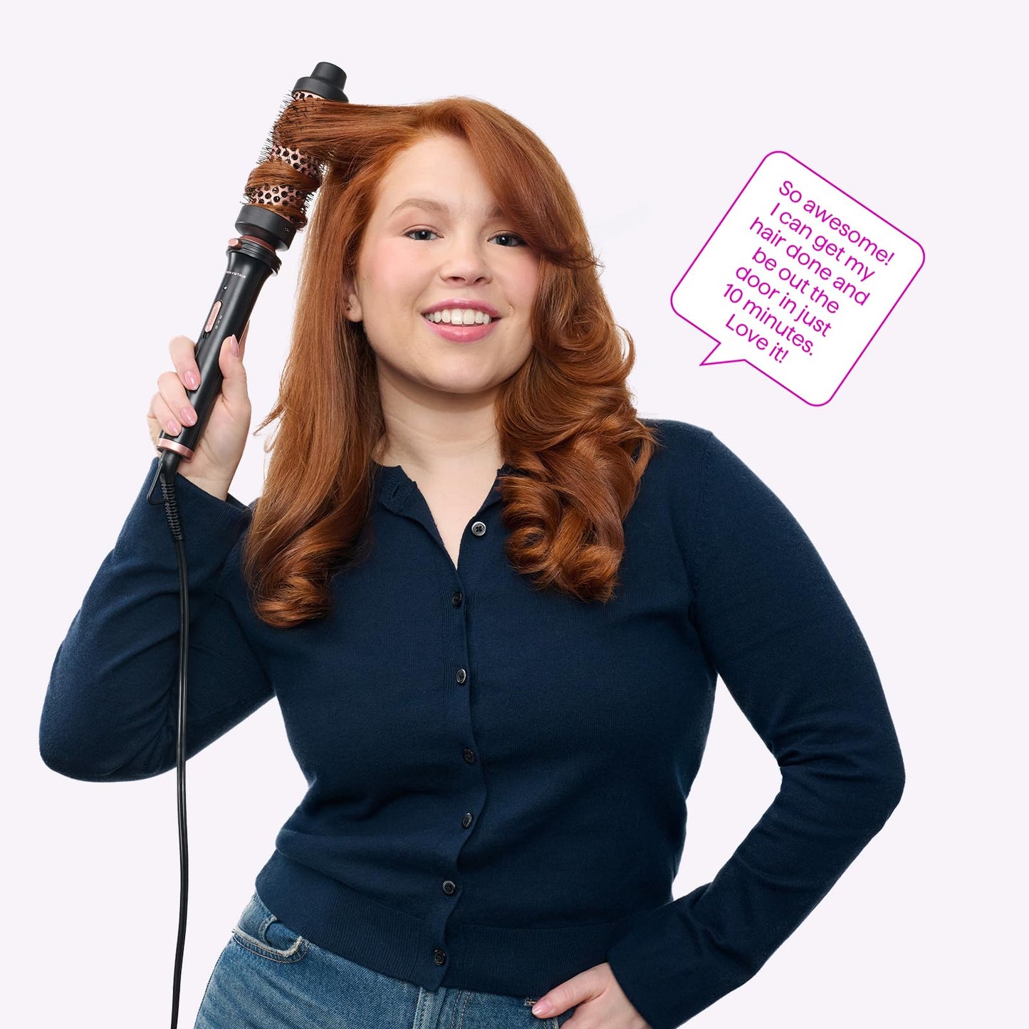 Wavytalk 3 in 1 Curling Wand Set, Multi Curl, Curling Iron Set with Heated Round Brush, Flat Iron Hair Straightener, 1 1/4 inch Curling Iron, Dual Voltage Hair Curler(Pink)