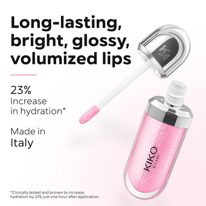 KIKO Milano 3D Hydra Lip Gloss – High Shine, Hydrating, Plumping, Non-Sticky, Moisturizing Lip Makeup – 21 Brun Rose – 6.5ml