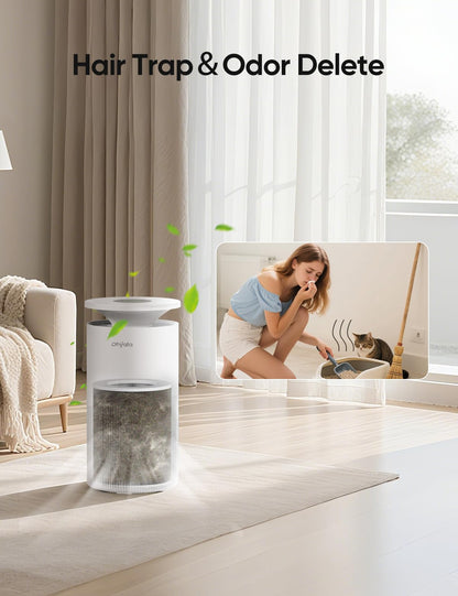 Dhyala Air Purifier for Home Large Room up to 3620Ft², H13 True HEPA Air Purifiers for Home Pet Hair Dander Odor Pollen, Air Cleaner with Smart WiFi, 360° Air Intake, Auto Mode, Pet Lock, 22dB Quiet