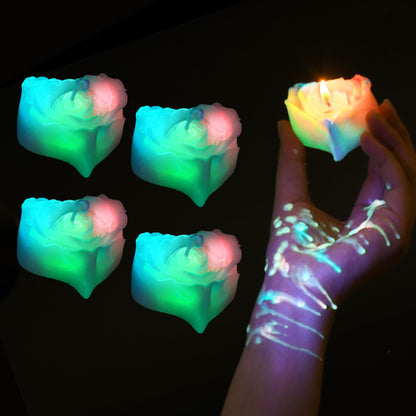 SUPXYC 4PCS Low Temperature Candle, Low Heat Body Safe Candles Wax Play, Romantic Wax Play Candles, Flower Shaped Scented Candle for Couples (Heart Shape, Fluorescence)