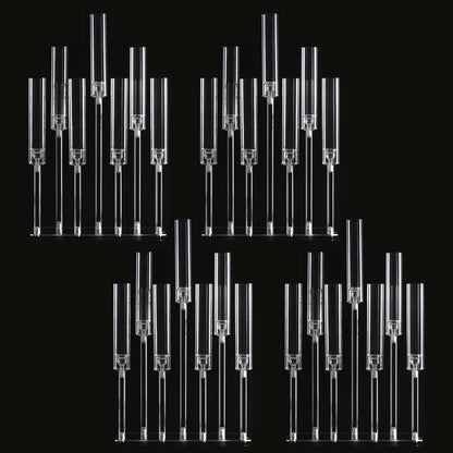 Generic Candelabra 7 Arm Acrylic Candlestick Candle Holder for Wedding Birthday Party Living Room Decor, 4pcs Set 26.5 Inch Tall, Clear