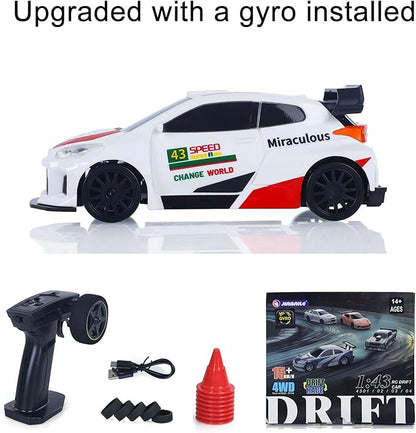 TOUCAN RC HOBBY 1/43 RC Drift Car High Speed 4WD Racing Vehicles 2.4GHz RTR Mini Car Model Radio Battery Lights Gyroscope for Ages 14+