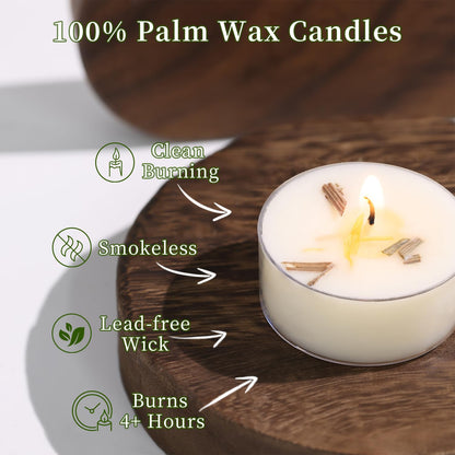 Citronella Tea Light Candles Outdoor, 48 Pack- Extended 4-5h Clear Cup Scented Tealight Candles with Handmade Floral Surface, 100% Natural Palm Wax Tealights Smokeless for Patio, Summer, Indoor