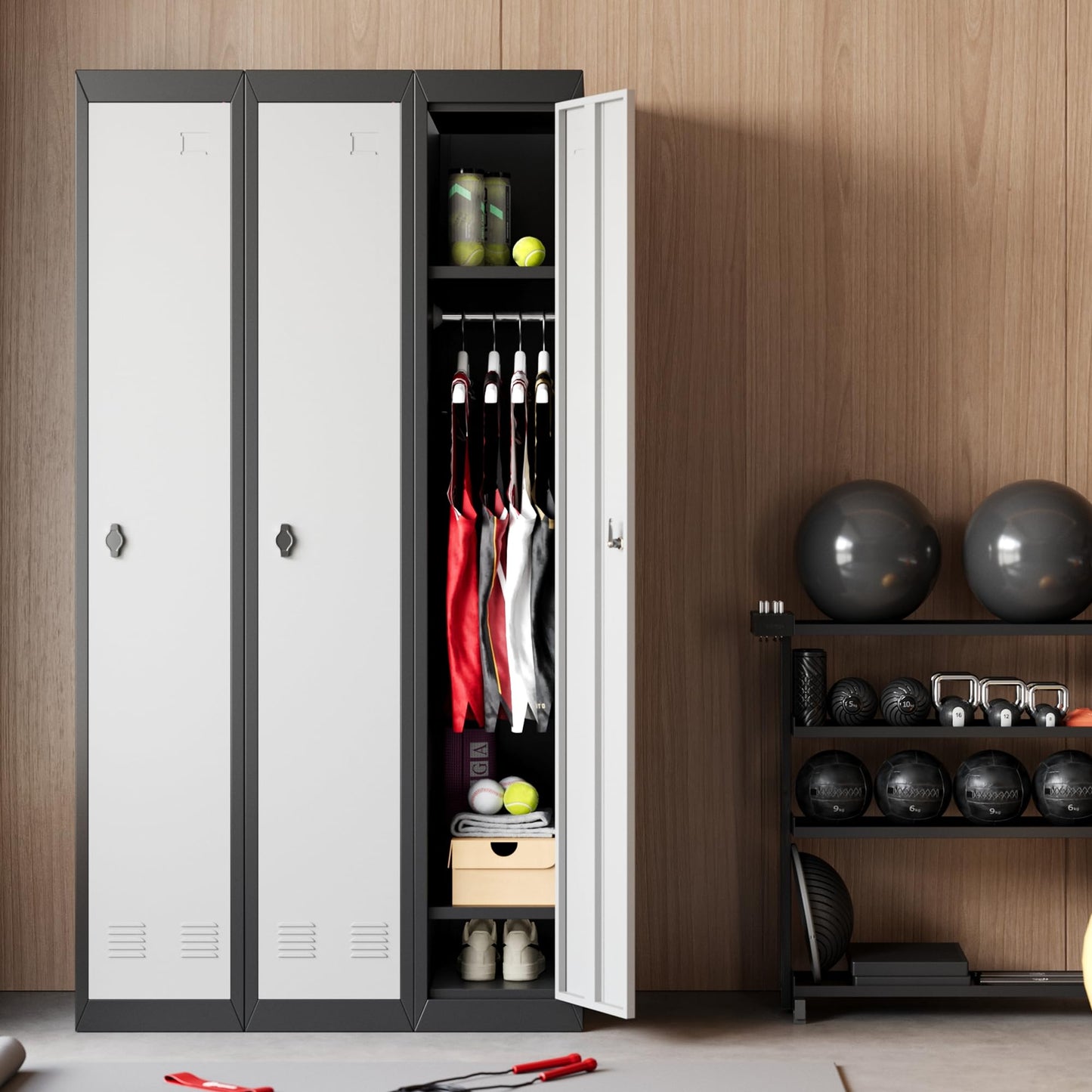 Metal Storage, Locker with 1 Door and 1 Shelf, Storage Cabinet for Gym, School and Office, Gray.