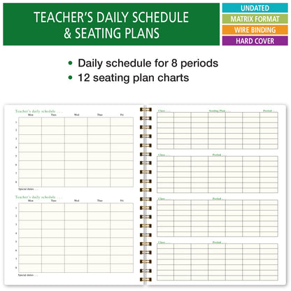 Elan Publishing Company HARDCOVER Combination Plan and Record Book: One efficient 8.5" x 11" Book for Lesson Plans and Grades Combines W101 and R1010 with Bonus Clip-in Bookmark (Rainbow Gold Marble)