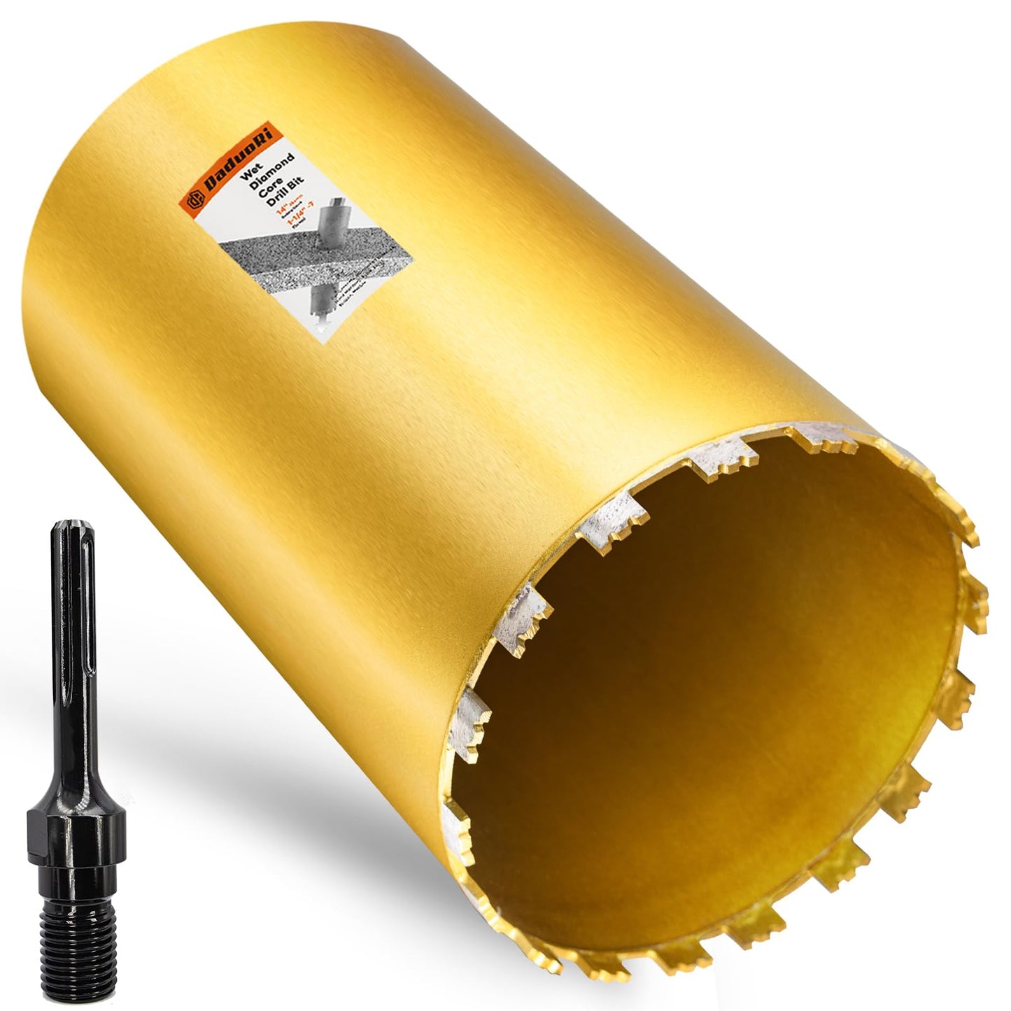 DaduoRi 8 Inch Wet Core Drill Bit & SDS Max Shank Drill Adapter - 8" Diameter Core Bits for Concrete, 14" Drilling Depth, 1-1/4"-7 Thread Diamond Core Bit for Cured Concrete, Masonry, Brick