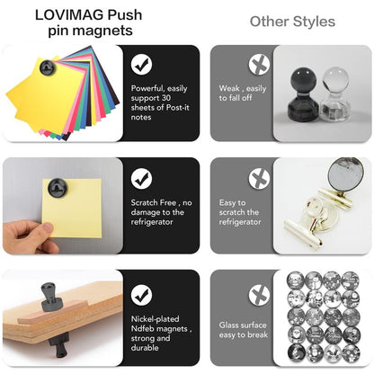 LOVIMAG Fridge Magnets 40Pcs Refrigerator Whiteboard Small Strong Magnet Classroom Kitchen Accessories Decorative Locker Set Decor Must Haves Office Calendar Refrigerador Magnetic Cute Crafts Black