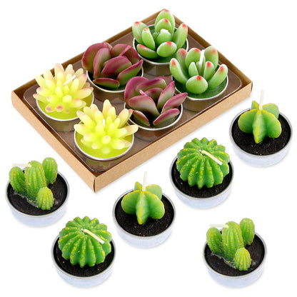 Swpeet 12Pcs Decorative Succulent Cactus Tealight Candles Kit, Cute Smokeless Succulent Plants Perfect for Candles Festival Wedding Props and House-Warming Party (N0.3-Candle)